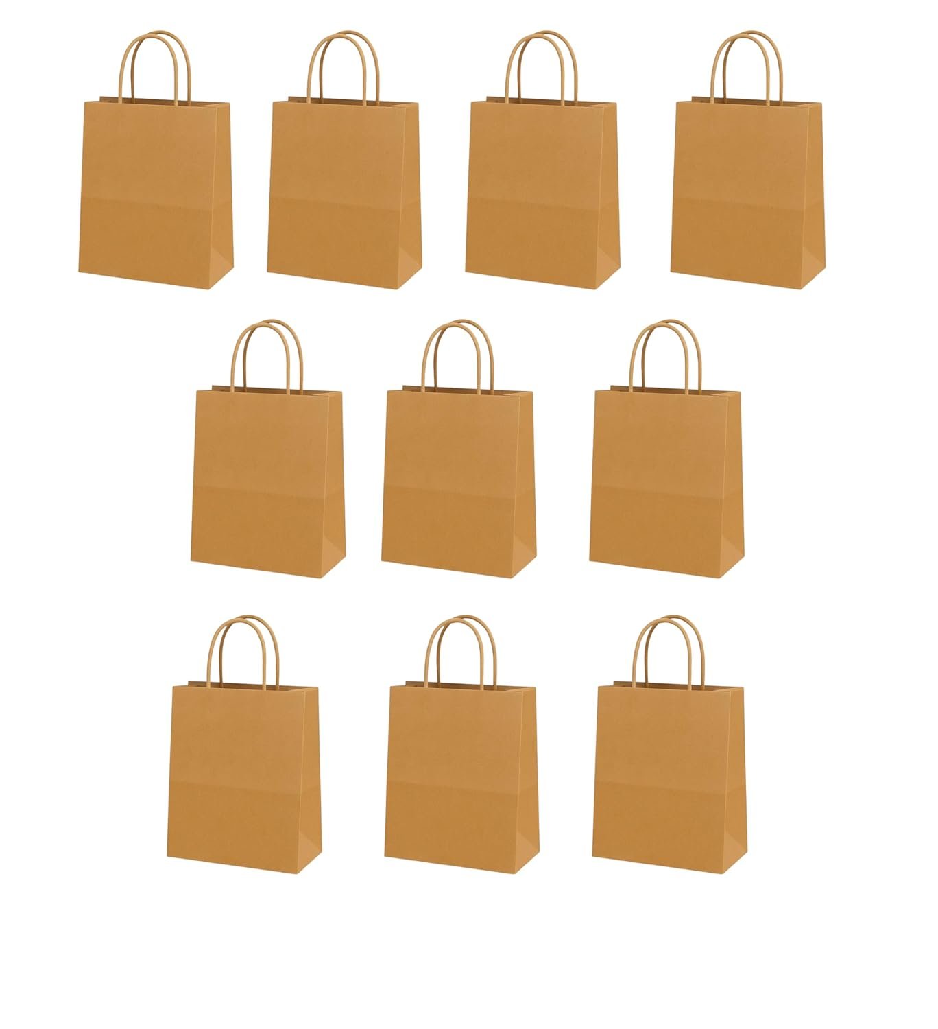 FROTOCITY STORE Brown Grocery Bags with Flat Bottom | Eco-Friendly Recyclable Shopping Bags | Kraft Paper Lunch Bags for Groceries, Retail, Takeout, Food (9 * 12 * 3 inch, Pack of 10)