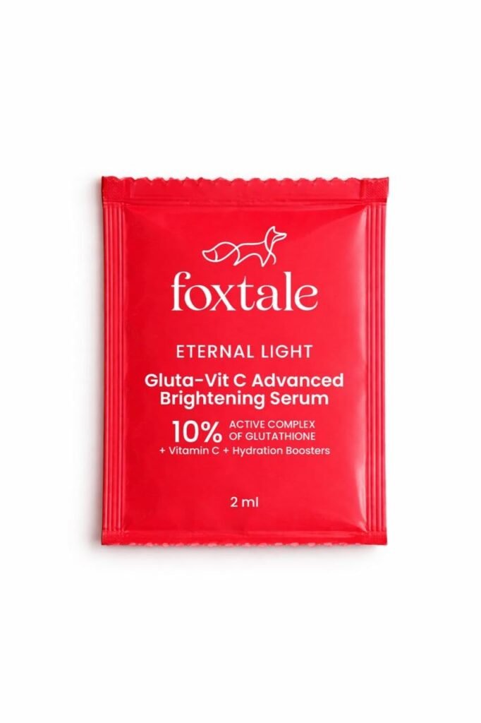 Foxtale 10% Vitamin C-Glutathione Brightening Face Serum for Glowing Skin, Treats Dark Spots, Pigmentation & Dullness, Beginner & Sensitive Skin Friendly | All Skin Types | Women & Men | 2ml