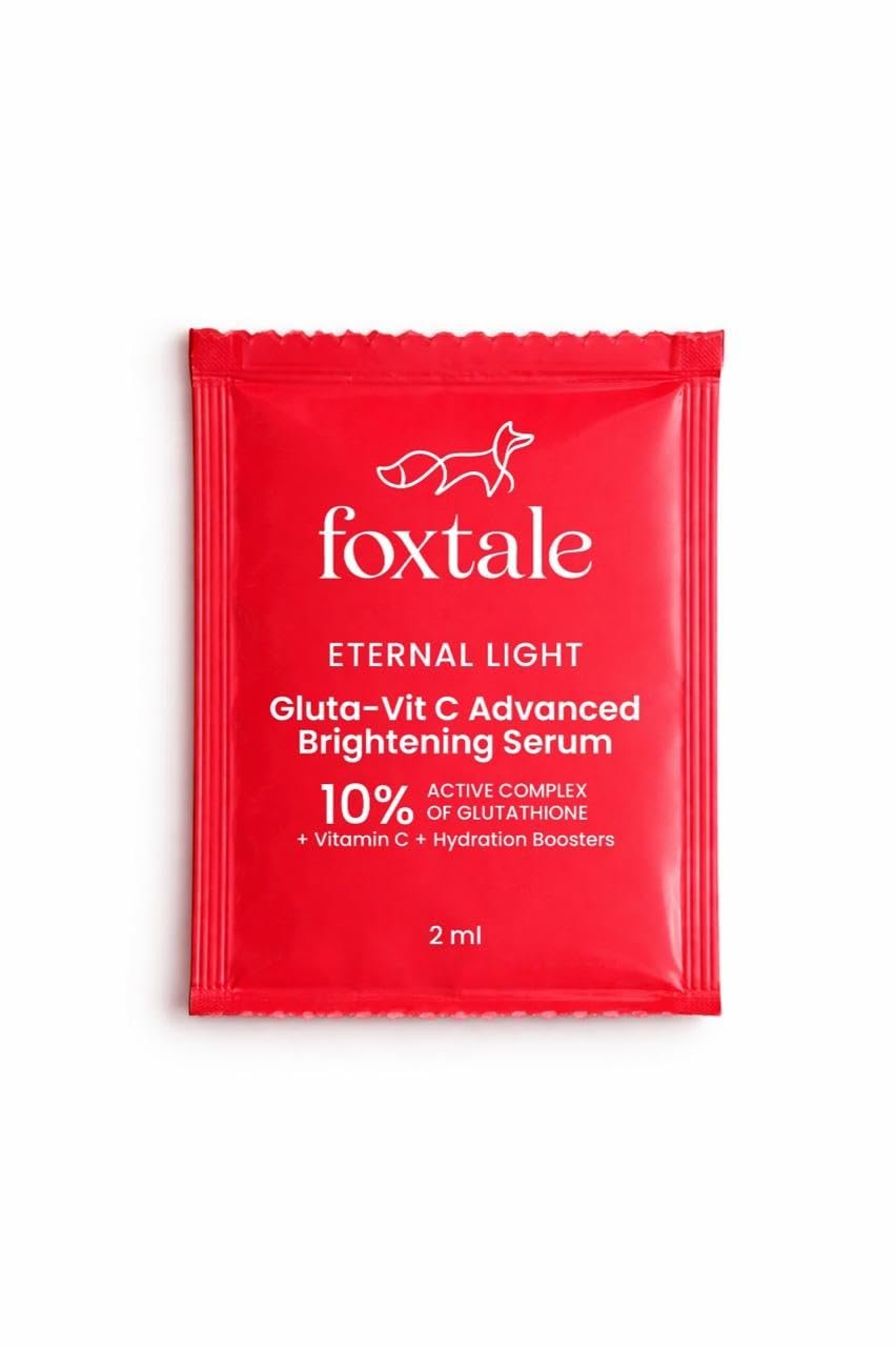 Foxtale 10% Vitamin C-Glutathione Brightening Face Serum for Glowing Skin, Treats Dark Spots, Pigmentation & Dullness, Beginner & Sensitive Skin Friendly | All Skin Types | Women & Men | 2ml