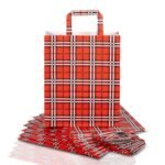 Gift Paper Bags for Return Gifts | Hirakani Premium Small Paper Carry Bags for Gifting | Goodie Bags | Pack of 10 | Birthday, Wedding, Baby Shower | Eco Friendly | Size 9″X4″X11″ (Red and Black)