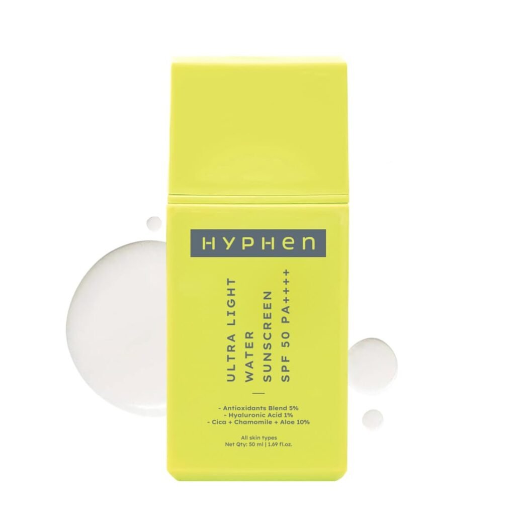 Hyphen 1% Hyaluronic Ultra Light Water Sunscreen SPF 50 PA ++++ | In-Vivo certified | Broad Spectrum & Blue Light Protection | No White Cast | Contains 5% Antioxidants Niacinamide Vitamin E| Korean Sunscreen for Men & Women | 50ml Hyphen 1% Hyaluronic Ultra Light Water Sunscreen SPF 50 PA ++++ | In-Vivo certified | Broad Spectrum & Blue Light Protection | No White Cast | Contains 5% Antioxidants Niacinamide Vitamin E| Korean Sunscreen for Men & Women | 50ml