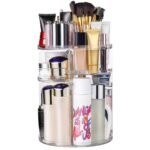 INOVERA (LABEL) Cosmetic Makeup Organizer for Women, Bride & Girls – 360 Rotating Storage Organiser Box – Dressing table Vanity Case Holder for Lipsticks, Skincare Kit & Brushes Set – Transparent