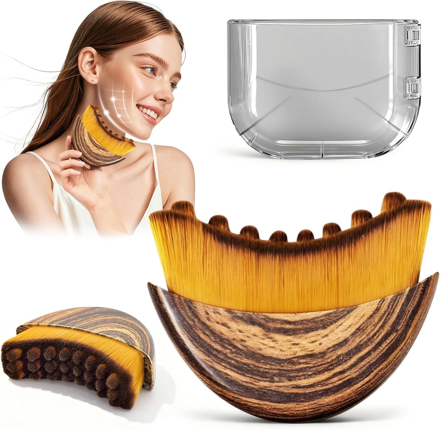 Lymphatic Contour Face Brush for Sculpting & Drainage – Facial Massager for Jawline, Chin & Neck – Reduces Puffiness, Promotes Detox & Lift – Soft Bristles, Improves Skin Glow, Includes Travel Case