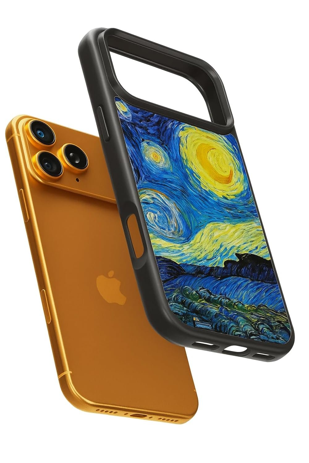 Metal Back 2D TPU Shockproof Custom Back Cover Phone Case Compatible with iPhone 17/17 Pro/ 17 pro max/ 17 Air Supports Magnet Safe Charging | Hard Mobile Cover – Starry Night Case