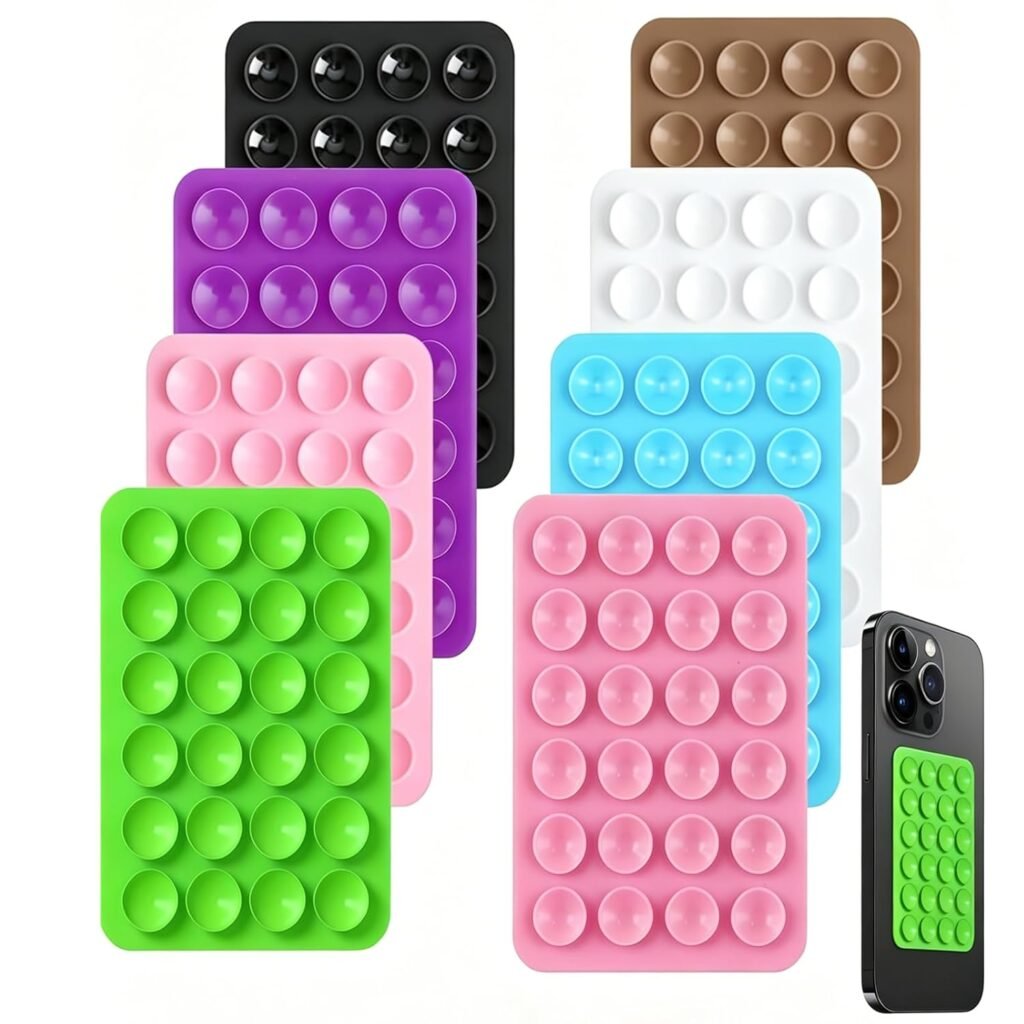 Phone Suction Sticker, 8-Piece Non-Slip Phone Holder Set, Multi-Color Mobile Grip for Daily Use, Secure Adhesive Mount for Various Smartphones, Convenient Car Dashboard and Desk Organizer