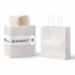 PrasheelLiving 8.5x4x9.5″ White Paper Bags with Twisted Handles for Shopping, Gifting, Party Favours, Return Gifts, Retail Merchandise Bags, Small Business, Disposable Kraft Paper Gifting Covers, 15 Pack