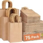 RanGit Bhumi – Brown Paper Bags 3 sizes – 6x4x8, 8x4x10, 10x5x14 in (25pcs each size) Bulk pack for Retail shop small business – Paper Carry Bags, Gift Bags, Reacycled Eco friendly Disposable (75)