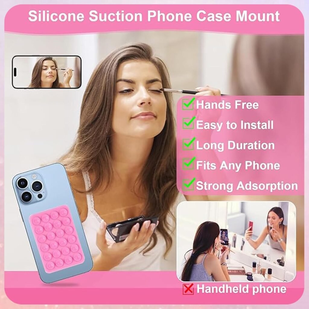 Shiatsu Silicone Suction Mount,Non Slip Suction Cup Mount,Hands-Free Accessories Holder for Selfies and Videos,Silicon Adhesive Phone Stand Sticky (Black, Pure White)