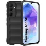 TheGiftKart Liquid Silicon Back Cover Case for Samsung Galaxy A55 5G | Shockproof Military Grade Protection | Micro-Fibre Cloth On Inner Side | Built-in Anti-Slip Grip Back Cover (TPU, Black)