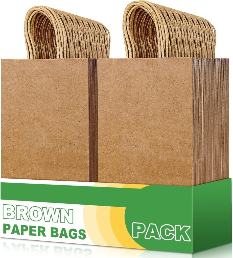 Amit Marketing Kraft Paper Bags with Handle – Small Brown Paper Gift Bags (6x3x9 Inch) for Return Gifts, Wedding, Birthday, Christmas, Party Favors, Shopping, Retail, Grocery, Craft & Business Use (Pack of 25)