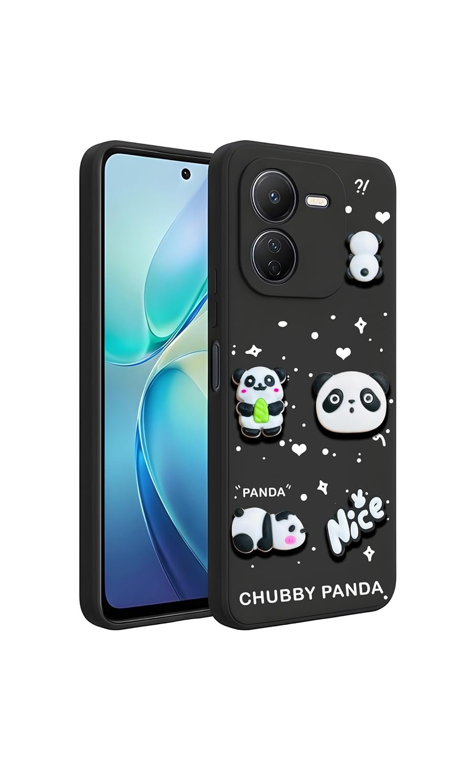 Back Case Cover Compatible for iQooZ9x | Panda Silicone Case | Camera Protection | Shock Proof | Color Black