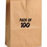 Brown Kraft Paper Bags Pack of 100 Eco-Friendly Grocery Bags, Recyclable Shopping Bags,Small Business Packaging, Multi-Purpose Paper Sacks for Gifts & Retail Store