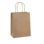 Brown Paper Bags with Handles, Heavy Duty Recycled Kraft Paper, 10x5x13 Inches, 50 Pack
