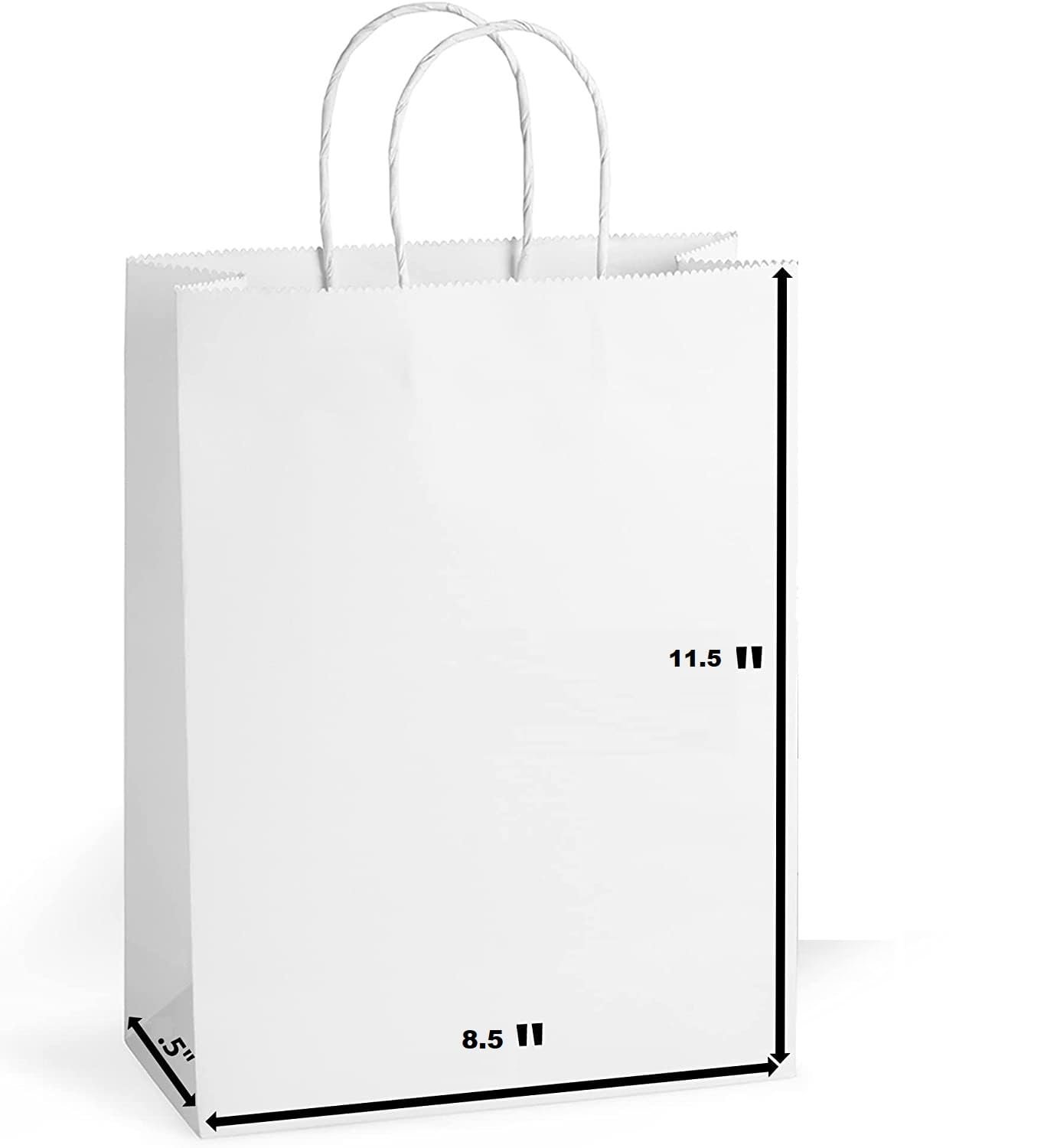HOUSAI PAPER BAGS 30 Kraft Paper Plain Bags With Twisted Handles Suitable For Gifting, Shopping And Food Packing (Small) W/G/H = 8.5″X5″X11.5″,White