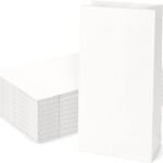HOUSAI White Kraft Paper POUCH, 8.5 x 5 x 11.5 Inch (Large), Pack of 50 | Durable Gift, Shopping & Goodie Bags for Retail, Party Favors & Takeaway Packaging,No Handle