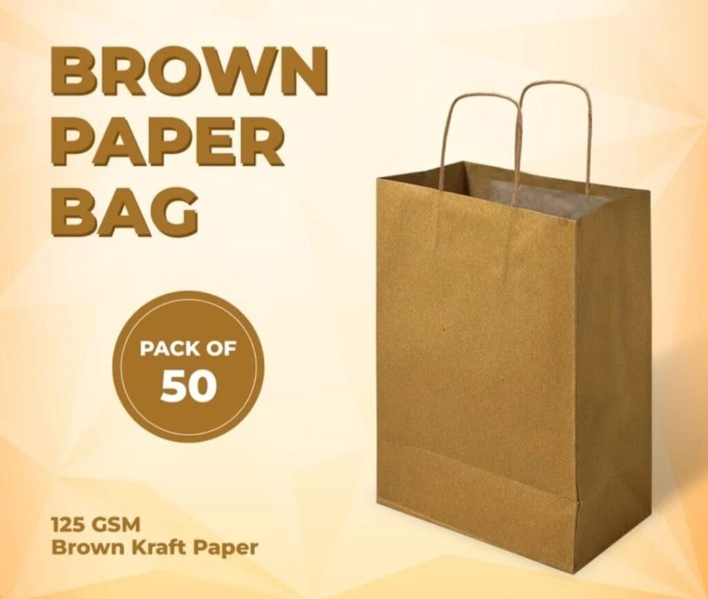Kraft Paper Bags with Twisted Handles 7 * 4 * 9 inches Bulk Multiuse Solid Bags, Perfect for Any Occasion (Brown) (100)