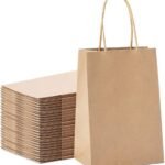 Lourdes Valley 50pcs Brown Paper Cover | 25 × 10 × 35 cm / 9.8 × 3.9 × 13.7 Inches | 100 GSM Paper Carry Bags | Return Gift Bags, Paper Carry Bags for Shopping, Retail, Grocery, Parcel Take Out- Eco friendly, Disposable Kraft Bag | Brown Kraft Paper Pouch | Pack of 50