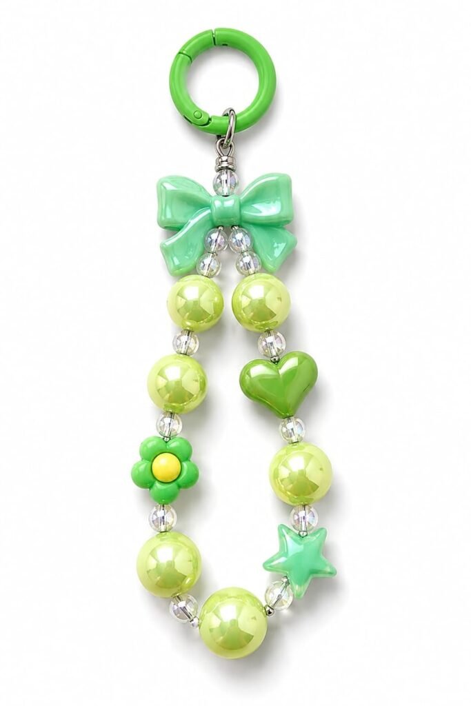 Mizi Beaded Phone Charm Wrist Strap with Tether Tab, Cute Acrylic Phone Charm Lanyard, Detachable Anti-Drop Phone Chain, Decorative Wristlet Keychain for iPhone, Samsung, Mobile Phones, Keys & Bags