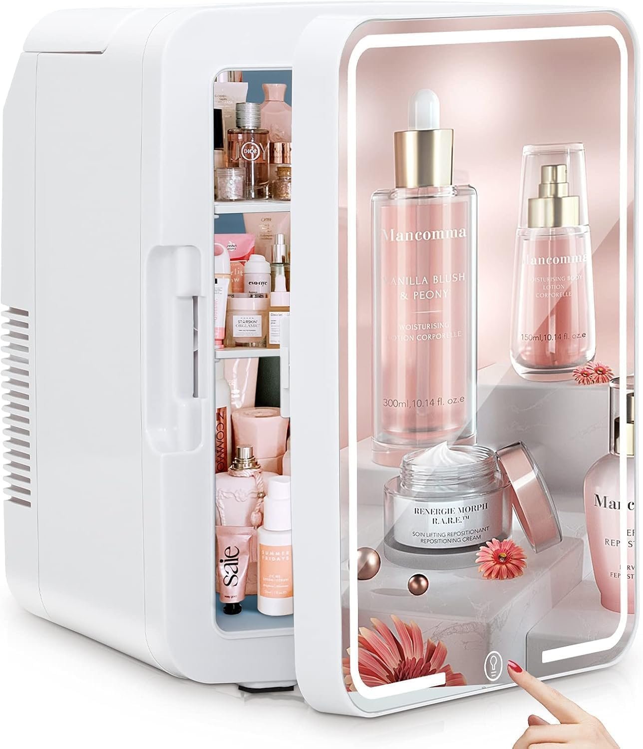 New Skincare Mirror and Lights, Mini Skin Care Product Storage Case, 4 Liter Beauty, Portable Thermoelectric Cooler Warmer for Skincare and Cosmetics (Multicolour)