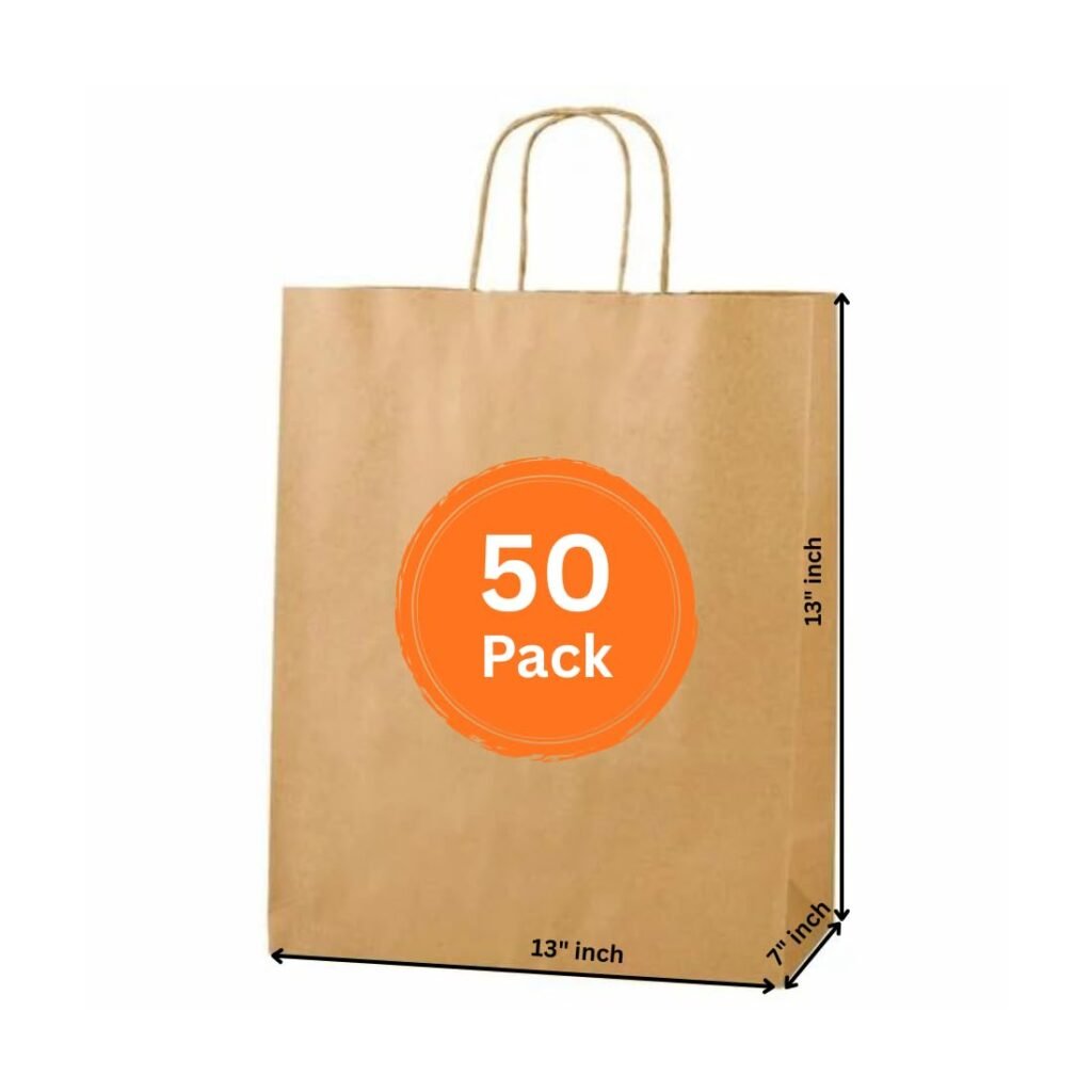 SRK Twisted Handle Kraft Paper Bag 13″x7″x13″ – Eco-Friendly, Sturdy, Reusable Packaging Solution for Shopping, Gifts, and More (50) SRK Twisted Handle Kraft Paper Bag 13″x7″x13″ – Eco-Friendly, Sturdy, Reusable Packaging Solution for Shopping, Gifts, and More (50)