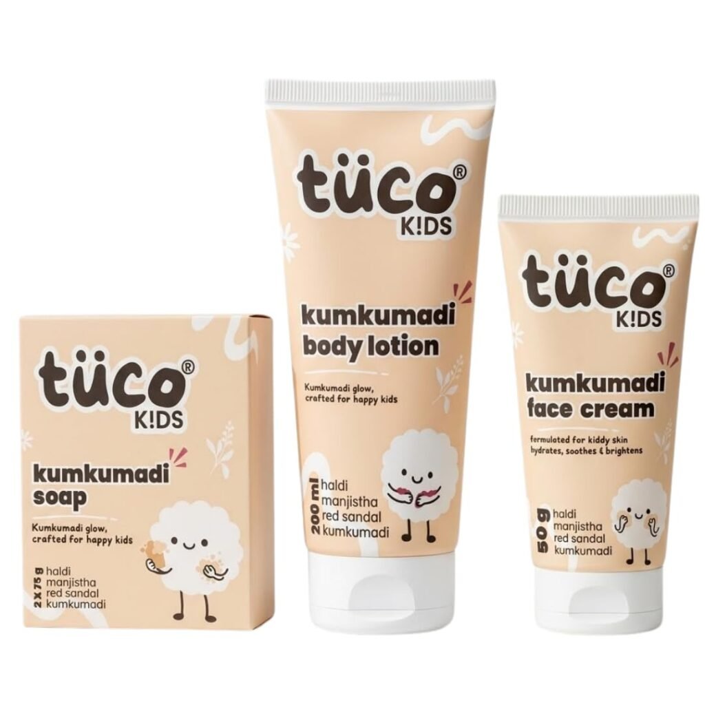 Tuco Kids 3-in-1 Kumkumadi Skincare Kit | Ayurvedic Kids Soap, Body Lotion & Face Cream | Red Sandalwood, Manjistha & Haldi | Clinically Tested | Paraben & SLS Free | Kids Skin Care | 0-12 Years Age | Ayurvedic Kids Soap, Body Lotion & Face Cream, Red Sandalwood, Manjistha & Haldi, Clinically Tested, Paraben & SLS Free Tuco Kids 3-in-1 Kumkumadi Skincare Kit | Ayurvedic Kids Soap, Body Lotion & Face Cream | Red Sandalwood, Manjistha & Haldi | Clinically Tested | Paraben & SLS Free | Kids Skin Care | 0-12 Years Age | Ayurvedic Kids Soap, Body Lotion & Face Cream, Red Sandalwood, Manjistha & Haldi, Clinically Tested, Paraben & SLS Free