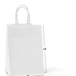 White Kraft Paper Bags with Twisted Handles Suits In Gifting, Shopping & Food Packing, W/G/H = 10″X5″X15″ inch Pack of 25 (WHITE, MEDIUM)